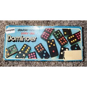 Vintage Whitman Double Nine Color Dot Dominoes‎ Game 56 tiles